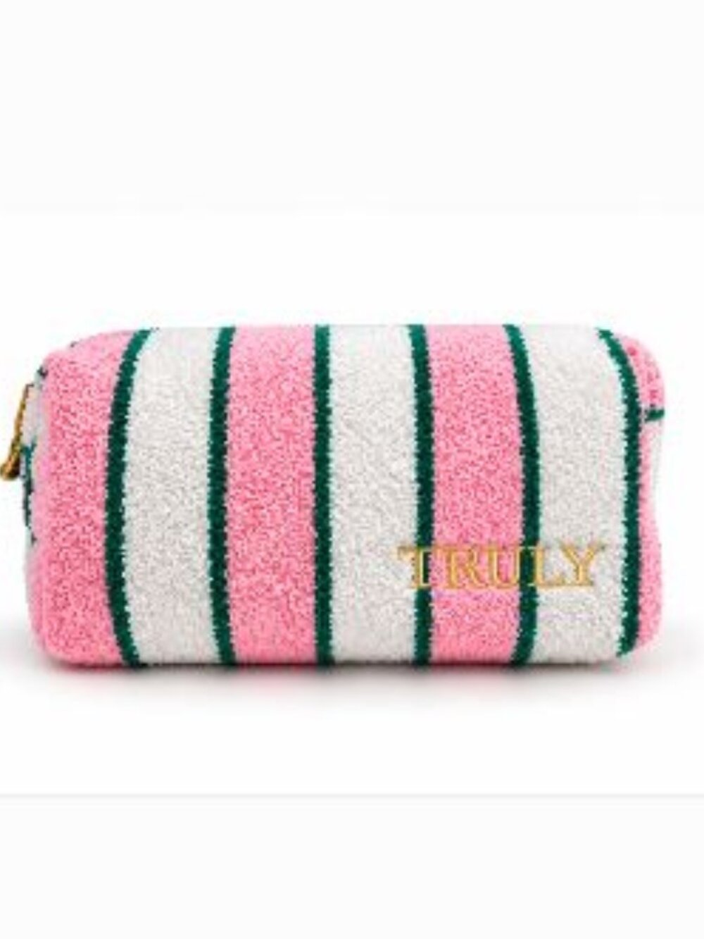 TRULY BEAUTY Limited Edition Pink Terry Stripe Couture Cosmetic Bag-NEW